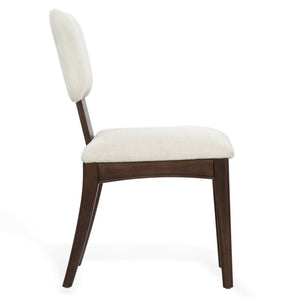 Safavieh Duane Solid Wood Dining Chair Walnut Frame Ivory Upholstered Seat Transitional Style SFV4296A-SET2
