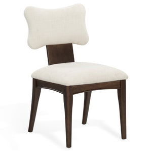 Safavieh Duane Solid Wood Dining Chair Walnut Frame Ivory Upholstered Seat Transitional Style SFV4296A-SET2