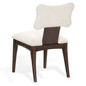 Safavieh Duane Solid Wood Dining Chair Walnut Frame Ivory Upholstered Seat Transitional Style SFV4296A-SET2
