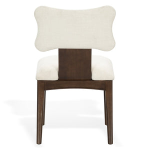 Safavieh Duane Solid Wood Dining Chair Walnut Frame Ivory Upholstered Seat Transitional Style SFV4296A-SET2