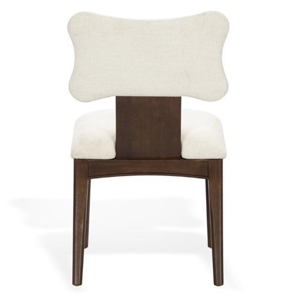Safavieh Duane Solid Wood Dining Chair Walnut Frame Ivory Upholstered Seat Transitional Style SFV4296A-SET2