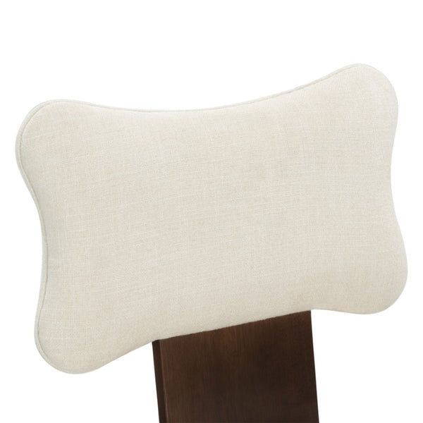 Safavieh Duane Solid Wood Dining Chair Walnut Frame Ivory Upholstered Seat Transitional Style SFV4296A-SET2