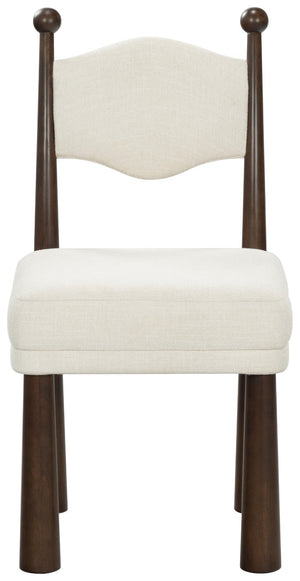 Safavieh Caralinda High Back Upholstered Dining Chair Walnut Frame Ivory Fabric Seat SFV4297A