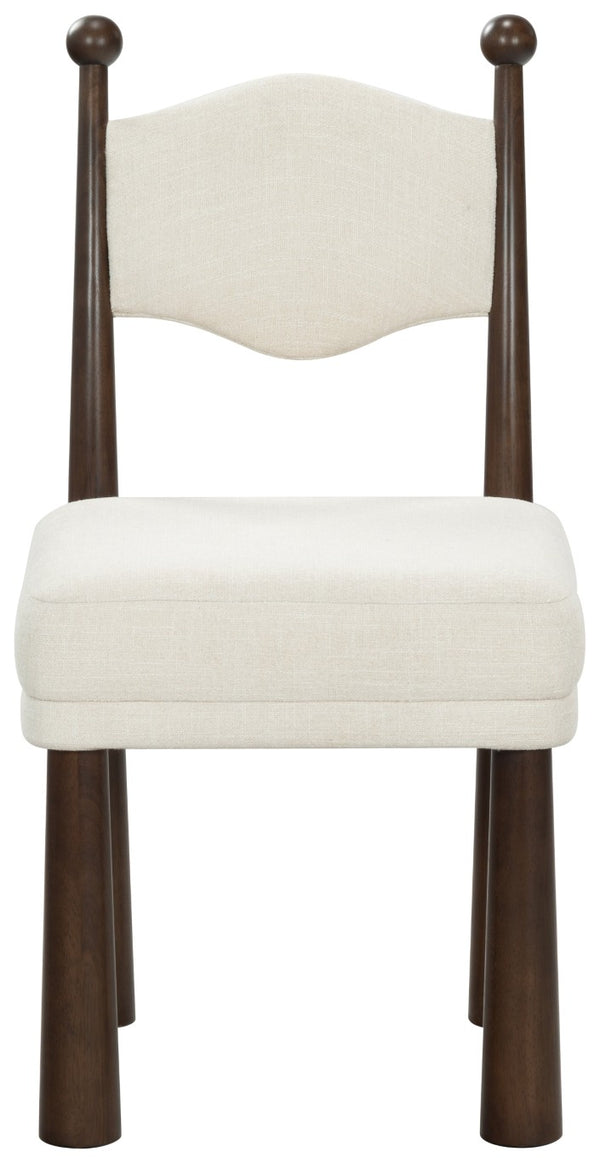 Safavieh Caralinda High Back Upholstered Dining Chair Walnut Frame Ivory Fabric Seat SFV4297A