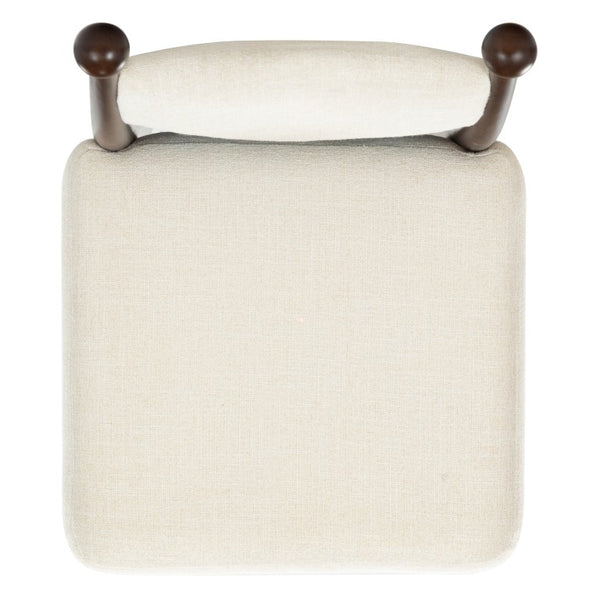 Safavieh Caralinda High Back Upholstered Dining Chair Walnut Frame Ivory Fabric Seat SFV4297A