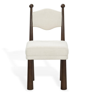 Safavieh Caralinda High Back Upholstered Dining Chair Walnut Frame Ivory Fabric Seat SFV4297A