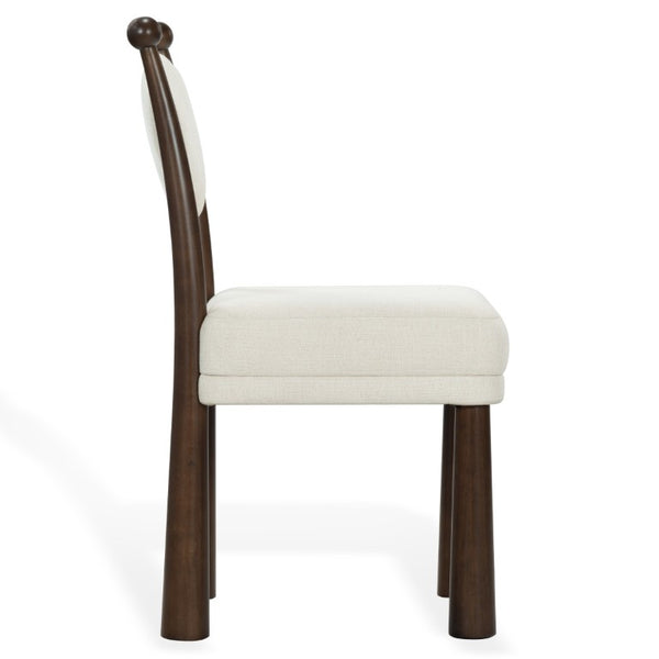 Safavieh Caralinda High Back Upholstered Dining Chair Walnut Frame Ivory Fabric Seat SFV4297A