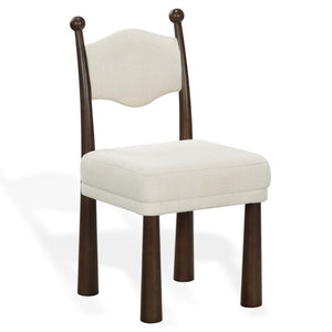 Safavieh Caralinda High Back Upholstered Dining Chair Walnut Frame Ivory Fabric Seat SFV4297A