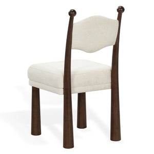 Safavieh Caralinda High Back Upholstered Dining Chair Walnut Frame Ivory Fabric Seat SFV4297A