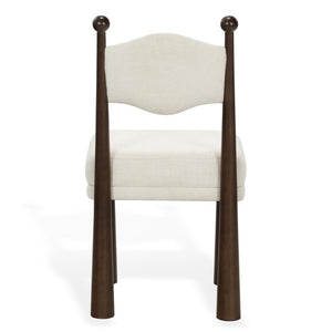 Safavieh Caralinda High Back Upholstered Dining Chair Walnut Frame Ivory Fabric Seat SFV4297A