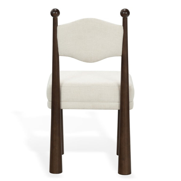 Safavieh Caralinda High Back Upholstered Dining Chair Walnut Frame Ivory Fabric Seat SFV4297A