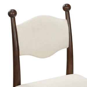 Safavieh Caralinda High Back Upholstered Dining Chair Walnut Frame Ivory Fabric Seat SFV4297A
