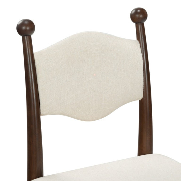 Safavieh Caralinda High Back Upholstered Dining Chair Walnut Frame Ivory Fabric Seat SFV4297A