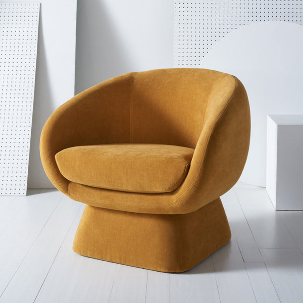 Safavieh KIANA Modern Accent Chair - Elegant Cream Design for Living Room, Bedroom, and Home Office Decor Mustard SFV4527B