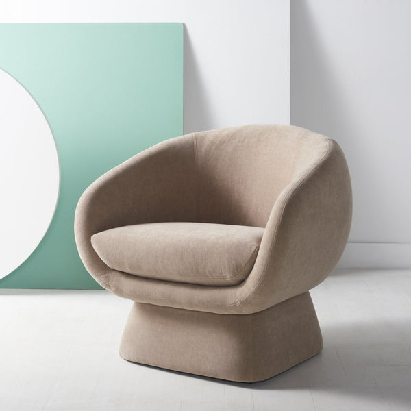 Safavieh KIANA Modern Accent Chair - Elegant Cream Design for Living Room, Bedroom, and Home Office Decor Light Brown SFV4527E
