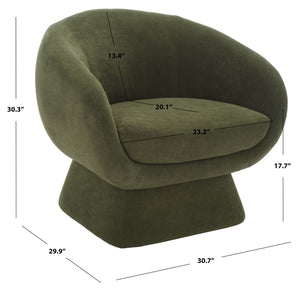 Safavieh KIANA Modern Accent Chair - Elegant Cream Design for Living Room, Bedroom, and Home Office Decor Olive Green SFV4527F