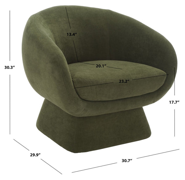 Safavieh KIANA Modern Accent Chair - Elegant Cream Design for Living Room, Bedroom, and Home Office Decor Olive Green SFV4527F