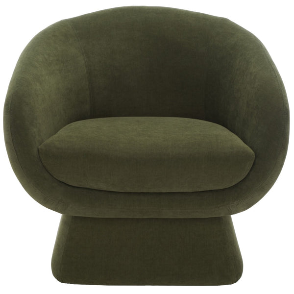 Safavieh KIANA Modern Accent Chair - Elegant Cream Design for Living Room, Bedroom, and Home Office Decor Olive Green SFV4527F