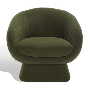 Safavieh KIANA Modern Accent Chair - Elegant Cream Design for Living Room, Bedroom, and Home Office Decor Olive Green SFV4527F