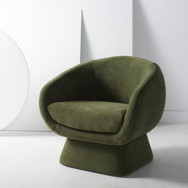 Safavieh KIANA Modern Accent Chair - Elegant Cream Design for Living Room, Bedroom, and Home Office Decor Olive Green SFV4527F