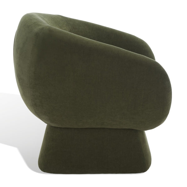 Safavieh KIANA Modern Accent Chair - Elegant Cream Design for Living Room, Bedroom, and Home Office Decor Olive Green SFV4527F