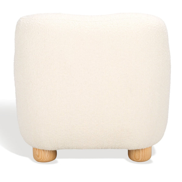 Safavieh DYANNA Boucle Accent Chair in Soft Ivory - Contemporary Comfort with Natural Wood Frame, Chic Style SFV4600A