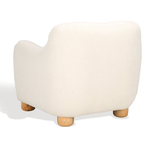 Safavieh DYANNA Boucle Accent Chair in Soft Ivory - Contemporary Comfort with Natural Wood Frame, Chic Style SFV4600A