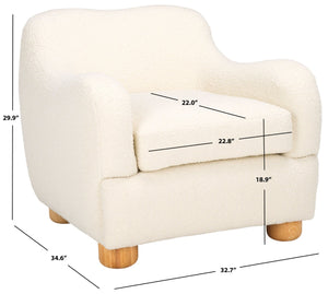 Safavieh DYANNA Boucle Accent Chair in Soft Ivory - Contemporary Comfort with Natural Wood Frame, Chic Style SFV4600A