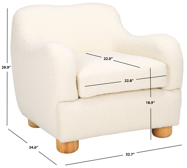 Safavieh DYANNA Boucle Accent Chair in Soft Ivory - Contemporary Comfort with Natural Wood Frame, Chic Style SFV4600A