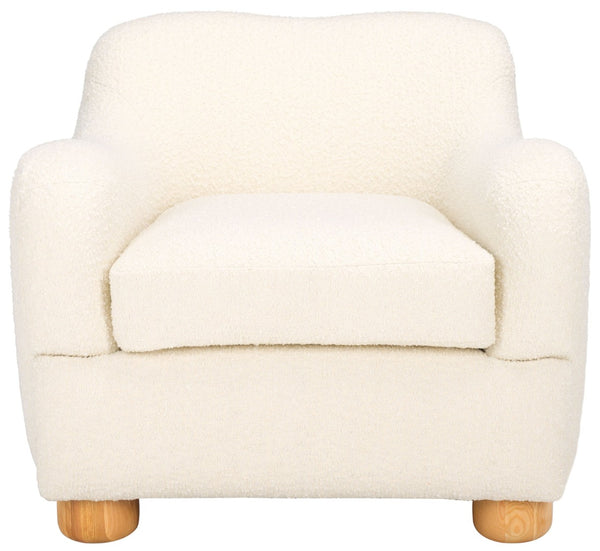 Safavieh DYANNA Boucle Accent Chair in Soft Ivory - Contemporary Comfort with Natural Wood Frame, Chic Style SFV4600A