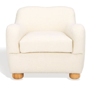 Safavieh DYANNA Boucle Accent Chair in Soft Ivory - Contemporary Comfort with Natural Wood Frame, Chic Style SFV4600A