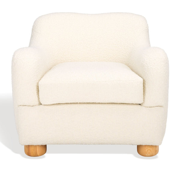Safavieh DYANNA Boucle Accent Chair in Soft Ivory - Contemporary Comfort with Natural Wood Frame, Chic Style SFV4600A