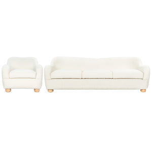 Safavieh DYANNA Boucle Accent Chair in Soft Ivory - Contemporary Comfort with Natural Wood Frame, Chic Style SFV4600A