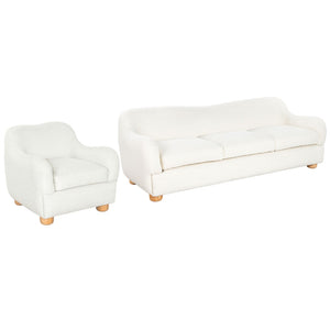 Safavieh DYANNA Boucle Accent Chair in Soft Ivory - Contemporary Comfort with Natural Wood Frame, Chic Style SFV4600A