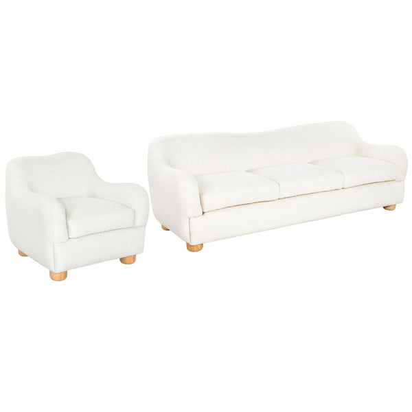 Safavieh DYANNA Boucle Accent Chair in Soft Ivory - Contemporary Comfort with Natural Wood Frame, Chic Style SFV4600A