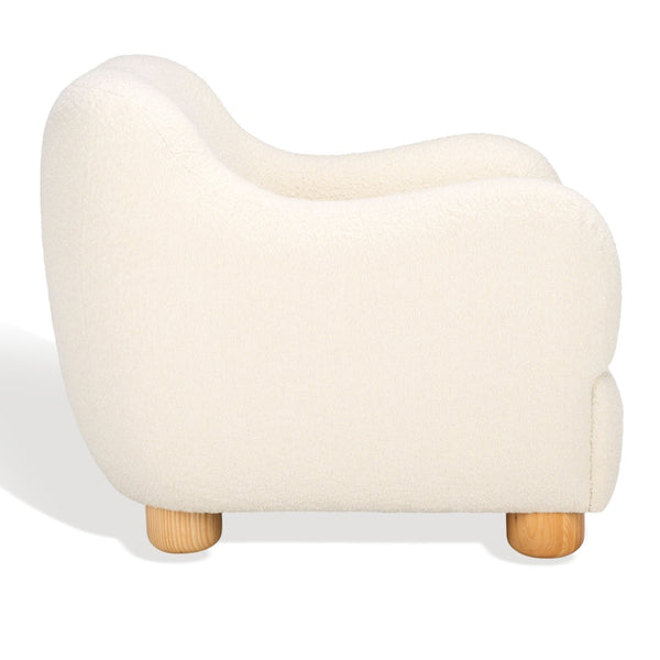 Safavieh DYANNA Boucle Accent Chair in Soft Ivory - Contemporary Comfort with Natural Wood Frame, Chic Style SFV4600A