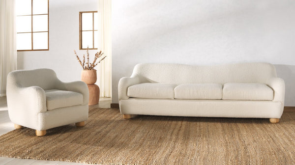 Safavieh DYANNA Boucle Accent Chair in Soft Ivory - Contemporary Comfort with Natural Wood Frame, Chic Style SFV4600A