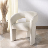 Safavieh Catharia Boucle 3 Leg Dining Chair Ivory SFV4602A