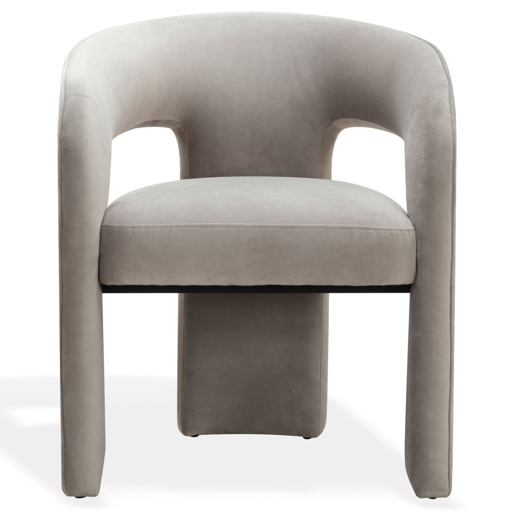 Safavieh Catharia Upholstered Dining Chair Foam Cushioned Seat Elegant Three Leg Wooden Frame Modern Style Light Brown Velvet SFV4602D