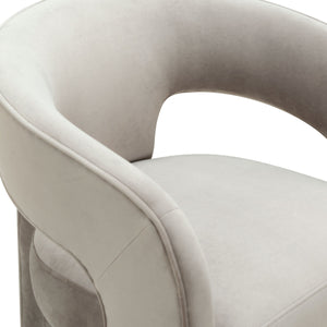 Safavieh Catharia Upholstered Dining Chair Foam Cushioned Seat Elegant Three Leg Wooden Frame Modern Style Light Brown Velvet SFV4602D