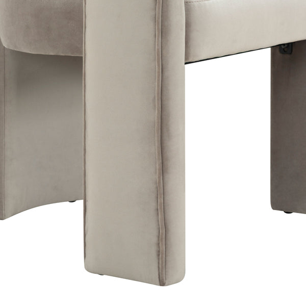 Safavieh Catharia Upholstered Dining Chair Foam Cushioned Seat Elegant Three Leg Wooden Frame Modern Style Light Brown Velvet SFV4602D