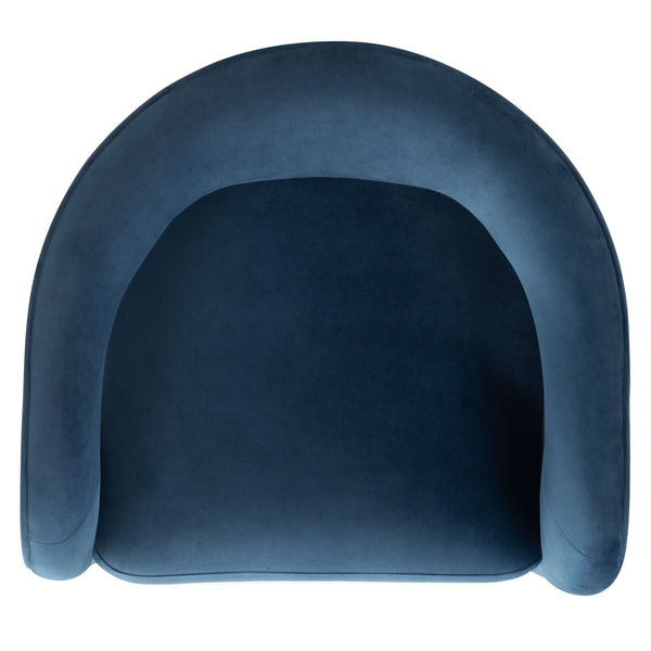 Safavieh Catharia Upholstered Dining Chair Foam Cushioned Seat Elegant Three Leg Wooden Frame Modern Style Navy Velvet SFV4602E