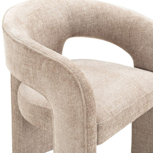 Safavieh Catharia Upholstered Dining Chair Foam Cushioned Seat Elegant Three Leg Wooden Frame Modern Style Dark Brown Chenille SFV4602F