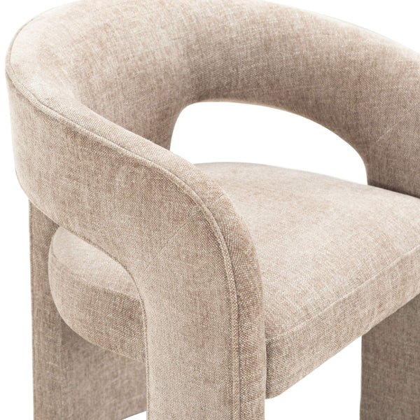 Safavieh Catharia Upholstered Dining Chair Foam Cushioned Seat Elegant Three Leg Wooden Frame Modern Style Dark Brown Chenille SFV4602F
