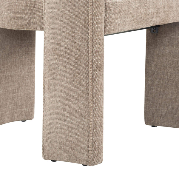 Safavieh Catharia Upholstered Dining Chair Foam Cushioned Seat Elegant Three Leg Wooden Frame Modern Style Dark Brown Chenille SFV4602F