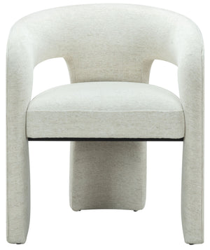Safavieh Catharia Upholstered Dining Chair Foam Cushioned Seat Elegant Three Leg Wooden Frame Modern Style Taupe Chenille SFV4602G