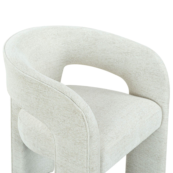 Safavieh Catharia Upholstered Dining Chair Foam Cushioned Seat Elegant Three Leg Wooden Frame Modern Style Taupe Chenille SFV4602G