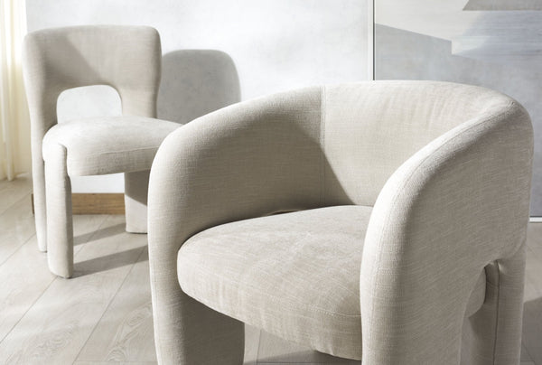 Safavieh TAMLYN Performance Fabric Accent Chair - Modern Design with Durable Upholstery for Stylish Comfort Beige SFV4606A