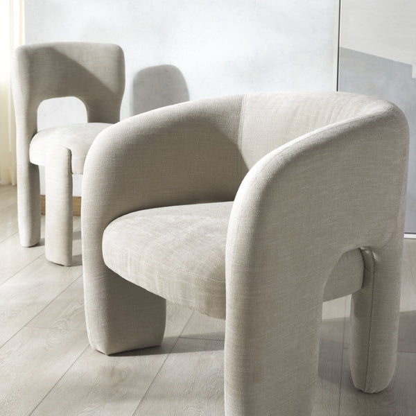 Safavieh TAMLYN Performance Fabric Accent Chair - Modern Design with Durable Upholstery for Stylish Comfort Beige SFV4606A