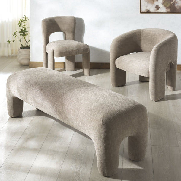 Safavieh TAMLYN Performance Fabric Accent Chair - Modern Design with Durable Upholstery for Stylish Comfort Light Brown SFV4606B